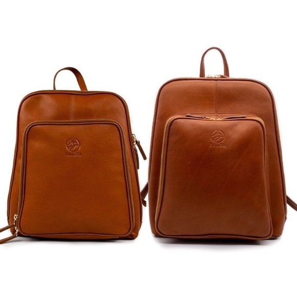 Vintage Genuine Slim Cognac Leather Laptop Backpack School/College/Work/Travel - Picture 2 of 16